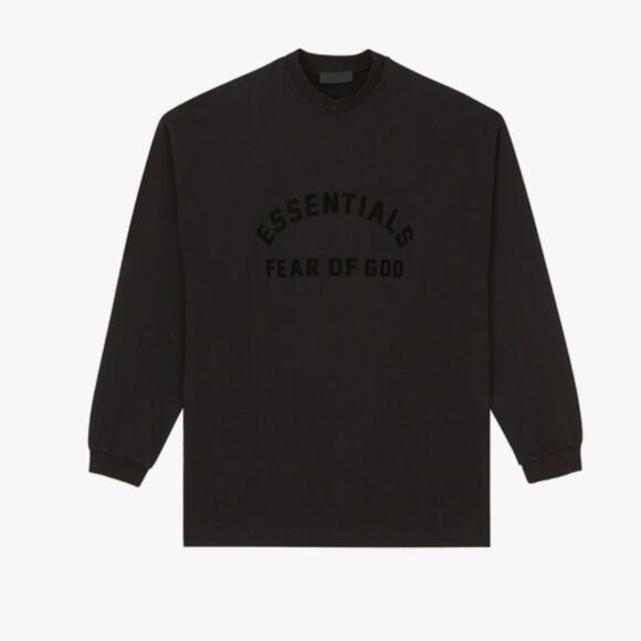 FEAR OF GOD ESSENTIALS Cotton Crewneck Long Sleeve Shirt Oversized Black NWT - Picture 4 of 4